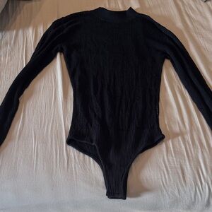 Free People Black Long Sleeve Bodysuit